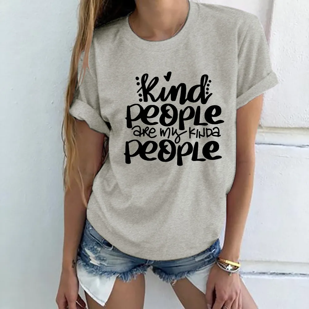 Модная женская футболка с надписью Kind People Повседневная Harajuku коротким рукавом и