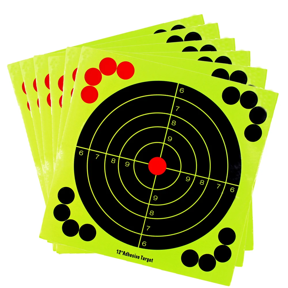 

12 Inch Paper Shooting Target Adhesive Reactivity Targets Stickers Aim Gun Rifle Pistol Binders Training Hunting Accessories