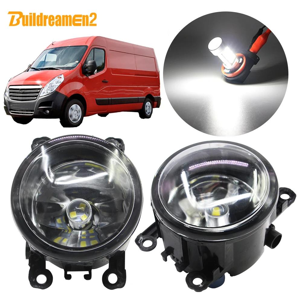 Buildreamen2 For Opel Movano 2000-2010 Car H11 Front Fog Light Kit Lampshade + Bulb Daytime Running Light DRL 12V Accessories