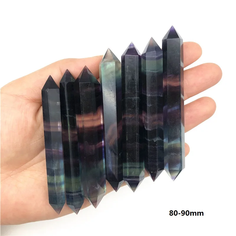 Красивый 1 шт. натуральный Радужный флюорит обелиск кварцевый кристалл двойная
