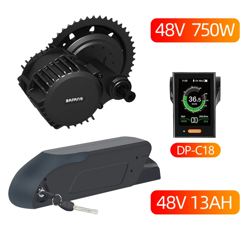 BBS02B Bafang 48 в 750 Вт Mid Drive комплект электродвигателей с 48 в 52 в 13AH 17.5Ah литий-ионный Ebike батарея BBS02 8fun Bafang батарея - Цвет: 48V13AH and C18