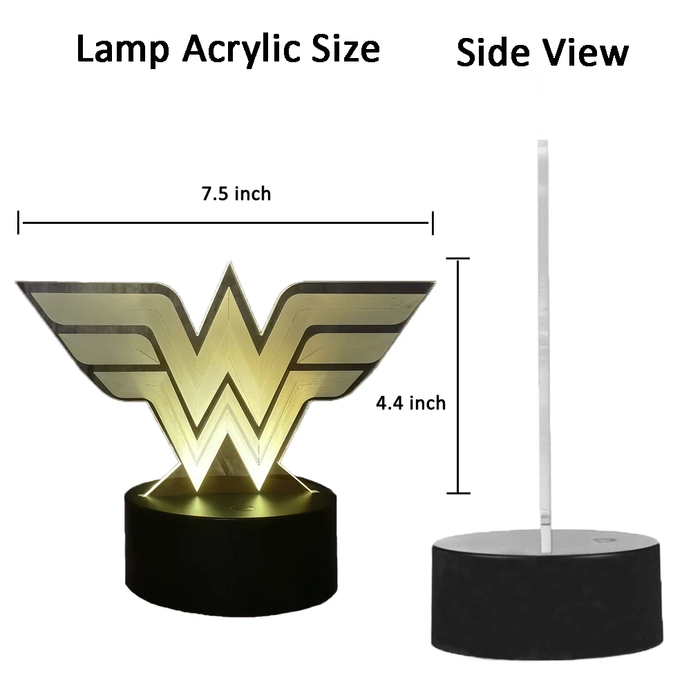 Крутой DC Comics Wonder Woman логотип 3D СВЕТОДИОДНЫЙ Ночник светильник супергерой Лиги