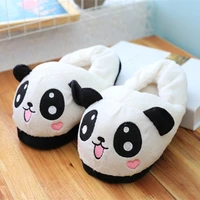 winter women home cotton slippers soft plush closed shoes couple cute cartoon panda indoor slides furry silent floor slippers