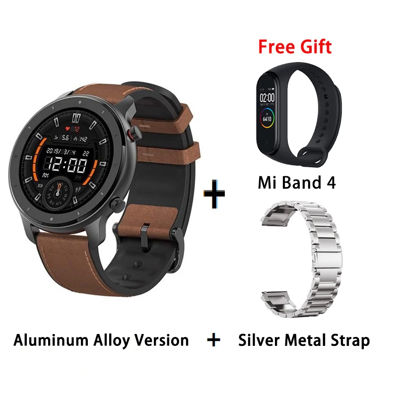 [Глобальная версия] Huami Amazfit GTR 47 мм 42 мм gps Смарт часы мужские 5ATM водонепроницаемые Смарт часы 24 дня батарея - Цвет: A add silver metal