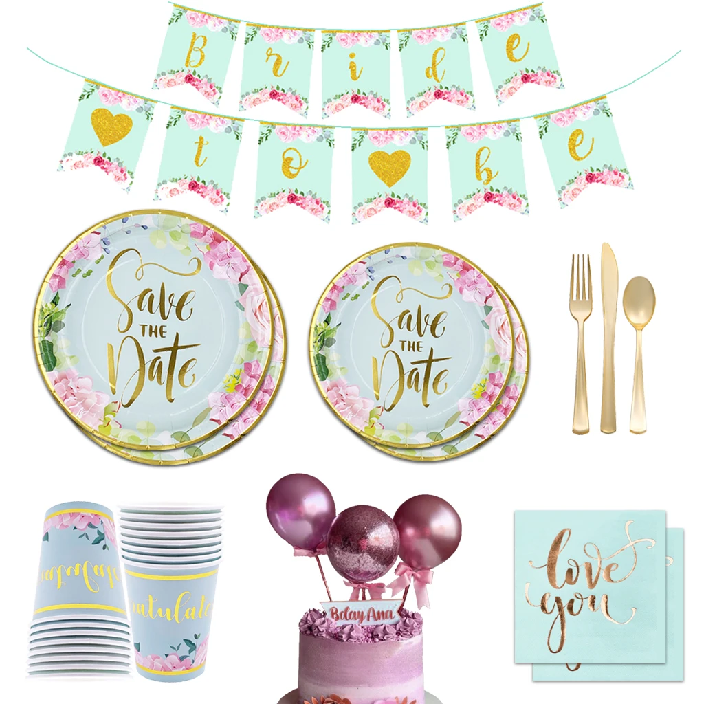 

8pcs Save the Day Rustic Weddings Dispoble Tableware Mr and Mrs Love Weeding Decor For Weddings Bridal Shower Miss To Mrs Party