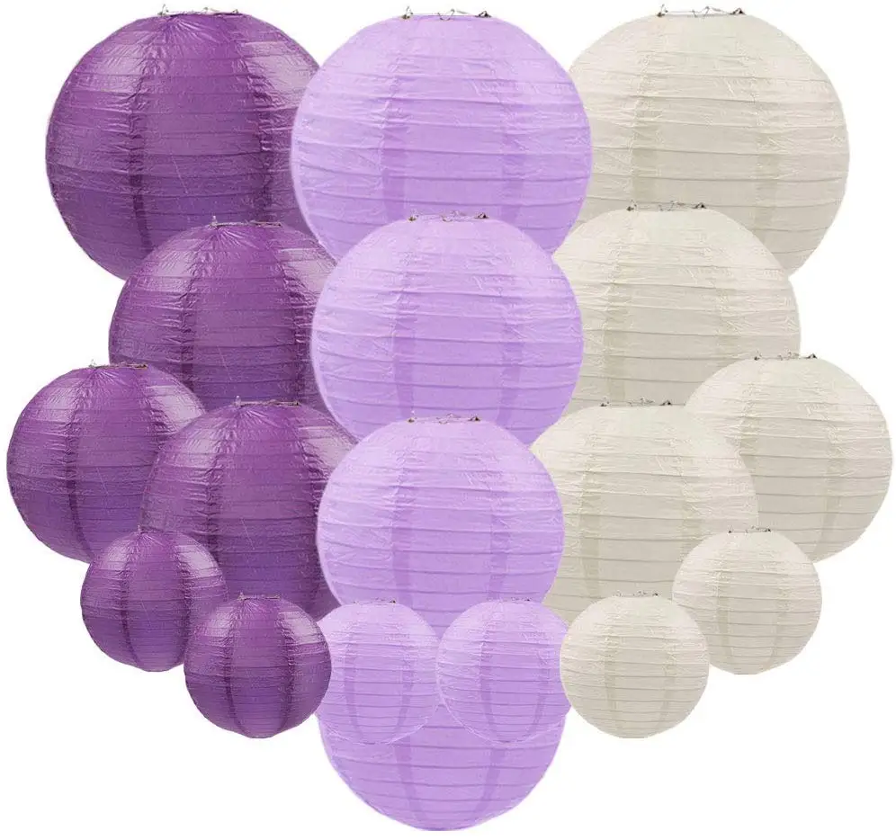 Набор фонарей из 18 штук Королевского фиолетового бумажного фонаря многоразовые