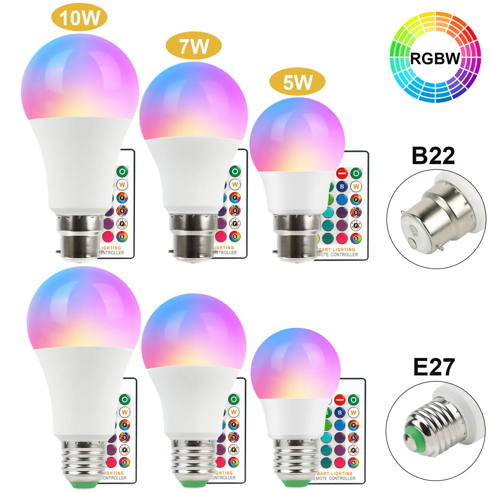 Rgb лампа светодиодный светильник B22 E27 16 цветов меняющая лампу байонетная