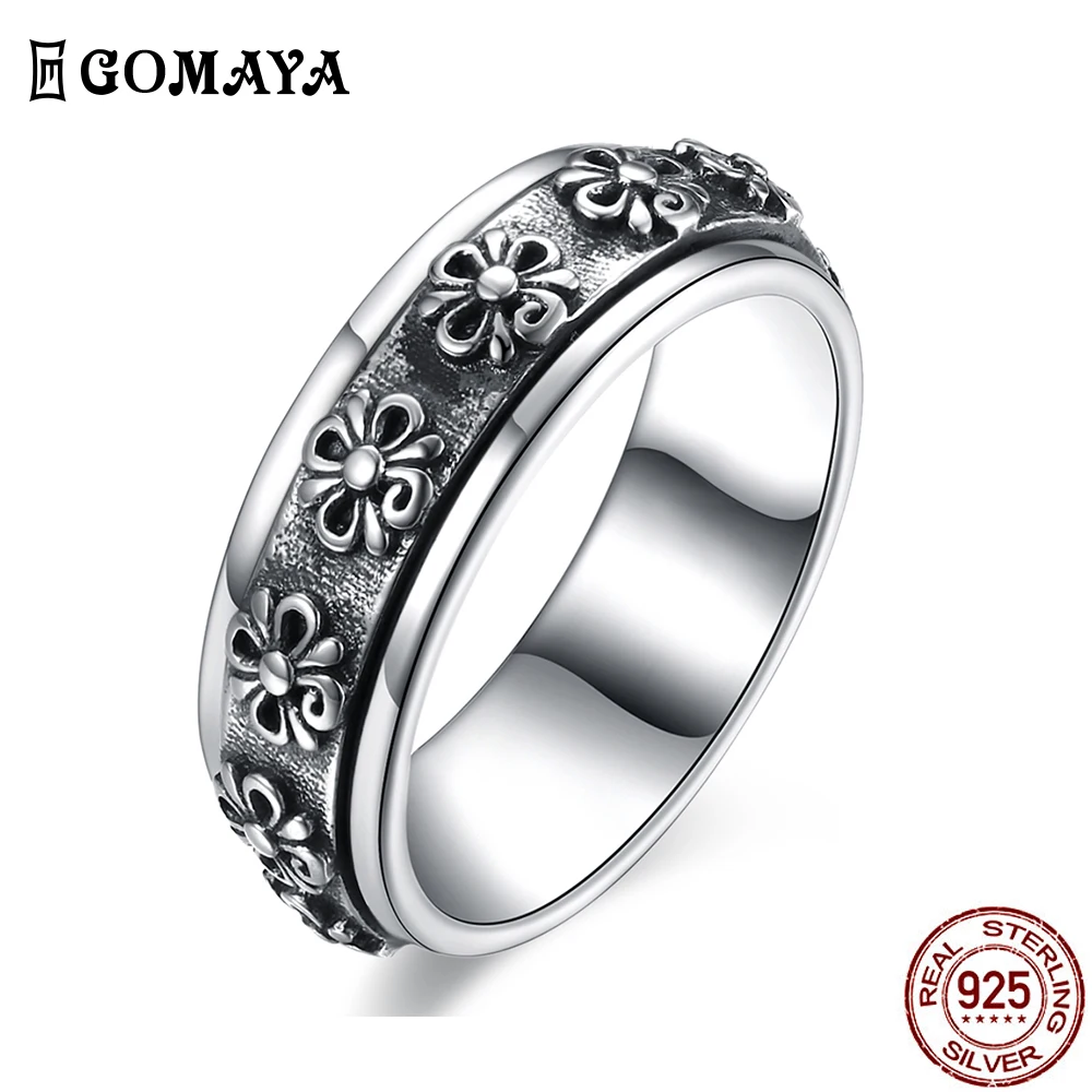 Стильные серебряные винтажные кольца GOMAYA в стиле панк для мужчин уникальное