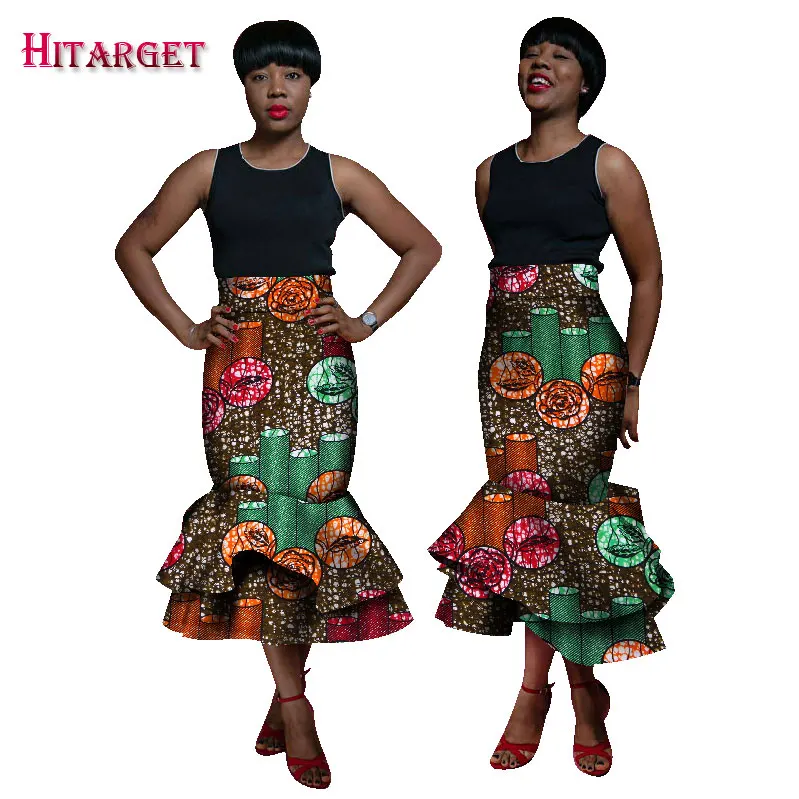 2020 Осенняя африканская Женская одежда двухслойные юбки-русалки базин восковые