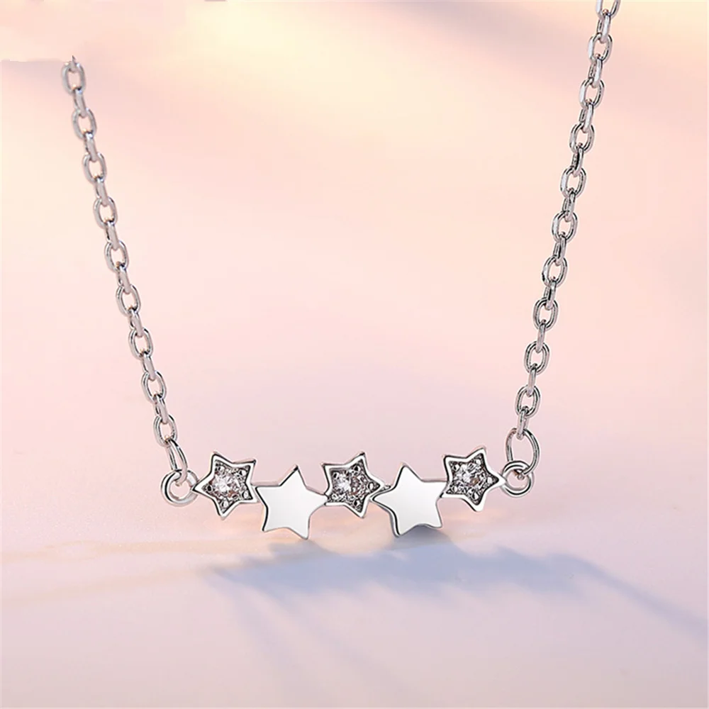 

new Fashion brand female silver jewelry fashion five - pointed clavicle crossbow necklace sweater chain simple original 40+5CM