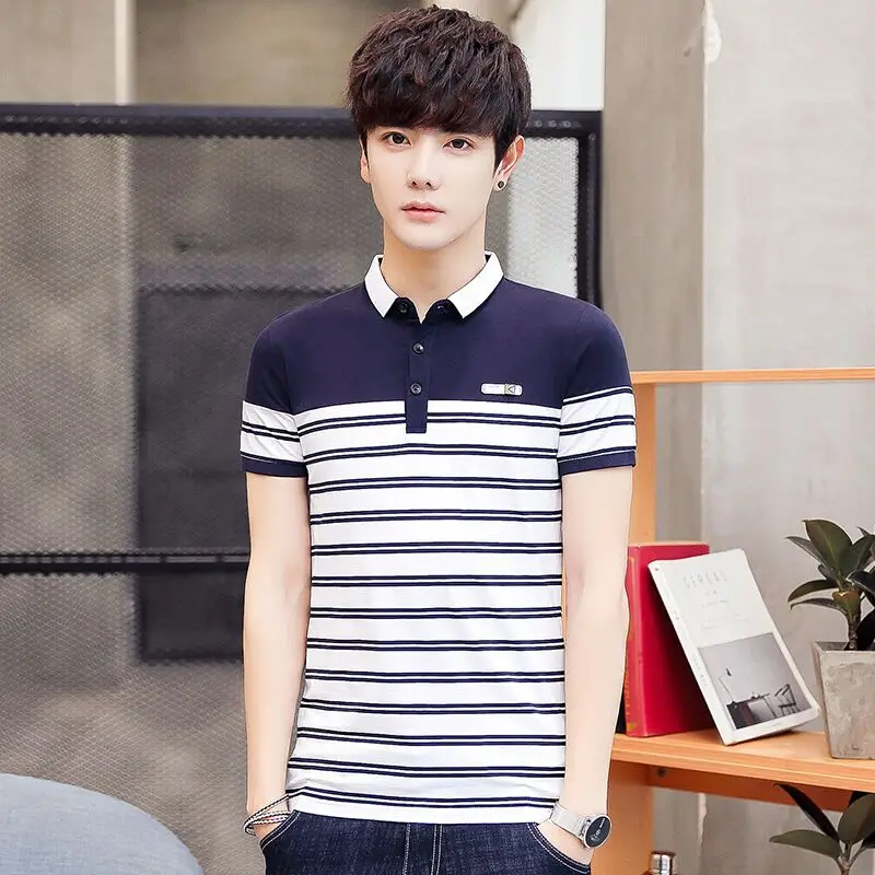 

Мужская Повседневная рубашка-поло doxvhd, Классическая рубашка-поло в полоску, одежда для мужчин, новинка 2019