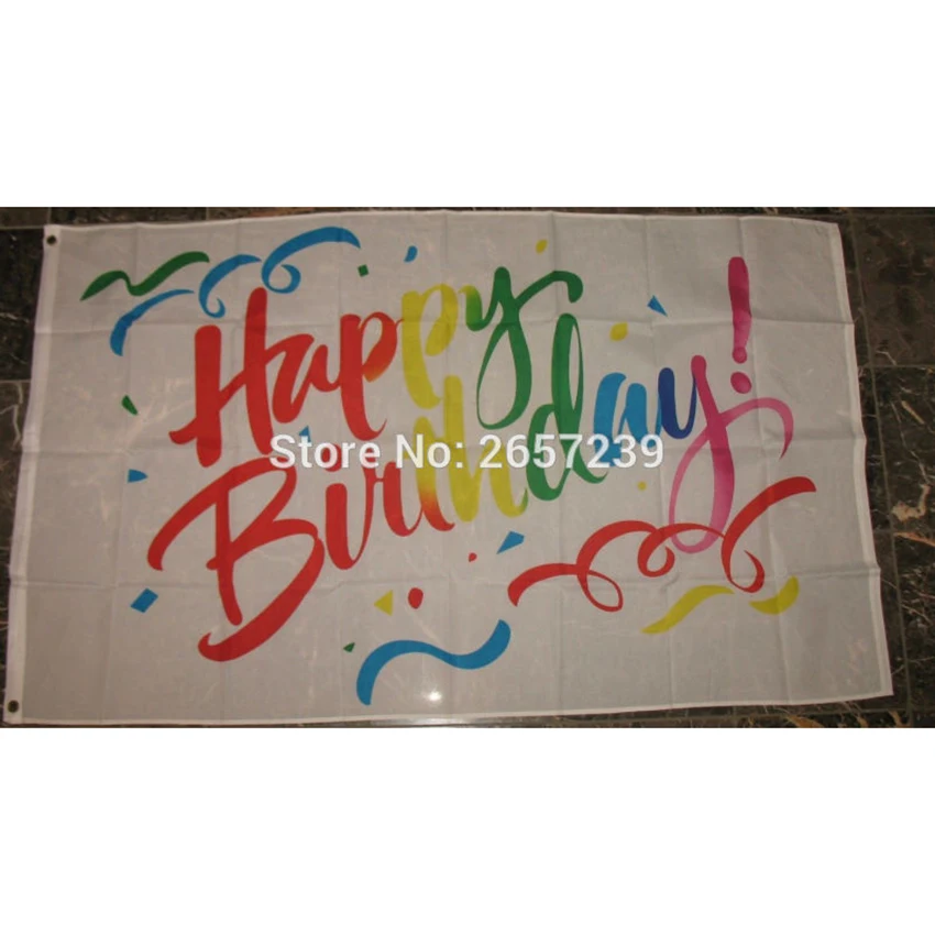 С Днем Рождения Летающие цвета флаг 3x5FT команда Banner150X90CM 100D полиэстер латунные