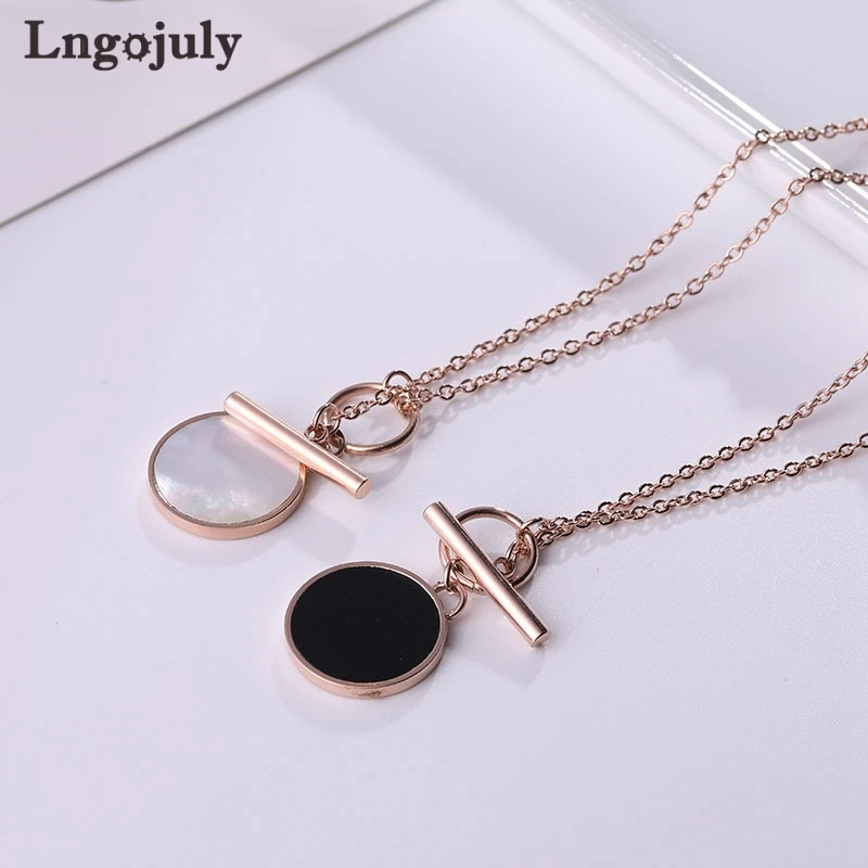 

Женское ожерелье с черно-белым кулоном из титановой стали