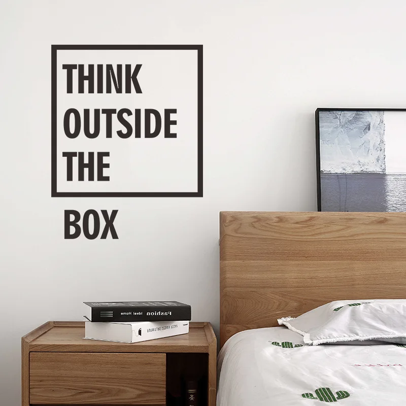 

Think Outside The Box Wall Sticker for Kids Room Pvc Wall Decals Office Room Wall Sticker Quote Vinilo Decorativo Pared