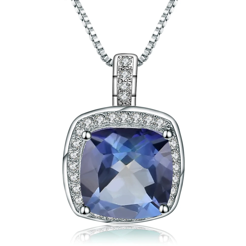 

Gem's Ballet 925 Sterling Silver Cushion 3.66Ct Natural Iolite Blue Mystic Quartz Necklaces & Pendants For Women Fine Jewelry