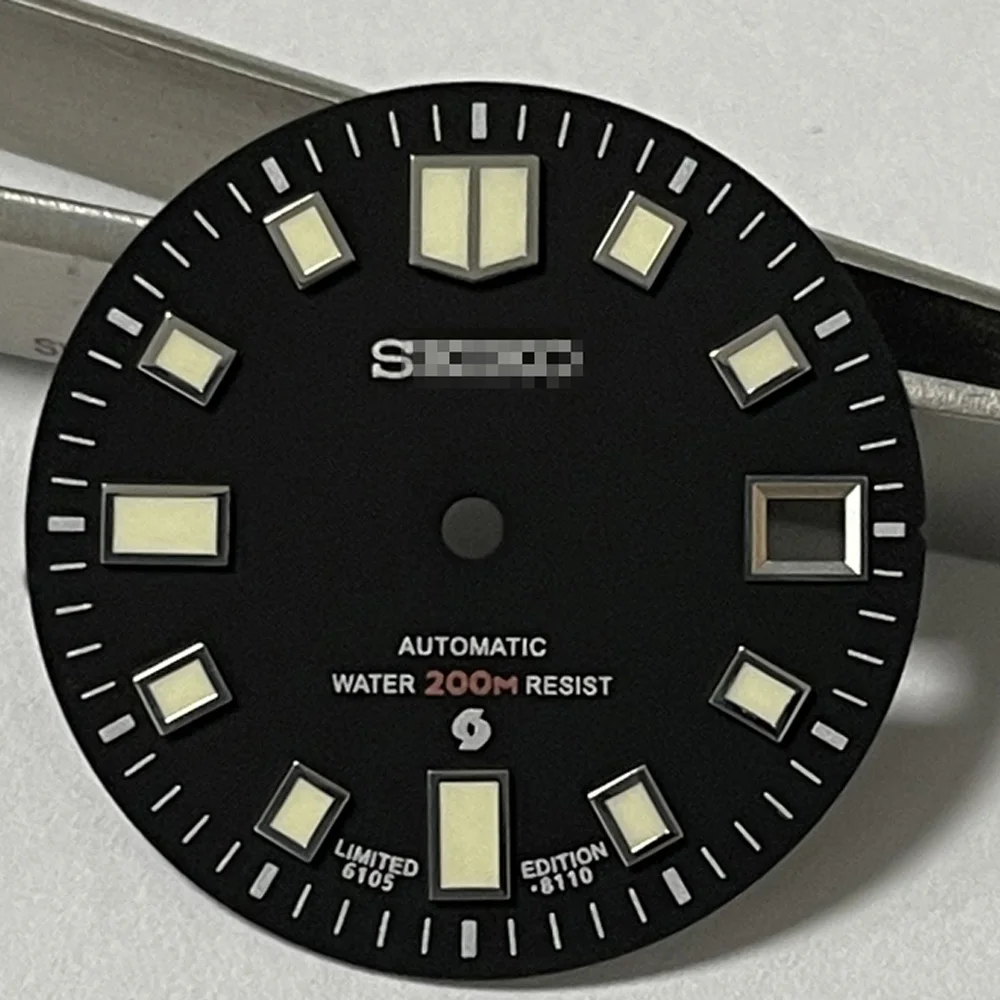 

Watch Part 28.5mm Abalone 6105 Watch Dial Black/Blue/Green C3 Luminous Marks Modify Parts Dial Fit NH35 Automatic Movement