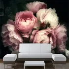 Романтические винтажные цветочные обои, 3D красивые розовые розы на темном фоне, настенные 3D обои, домашний декор