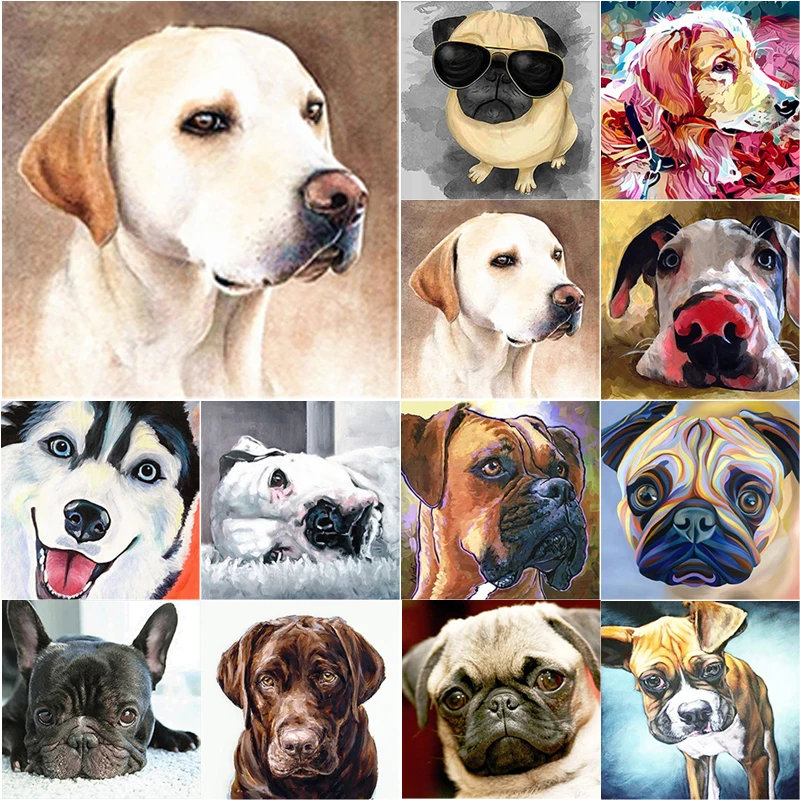 

DIY Diamond Painting Full Round Square Drill Rhinestone Dog Diamond Embroidery Animal Cross Stitch Handmade Art Home Decor Gift