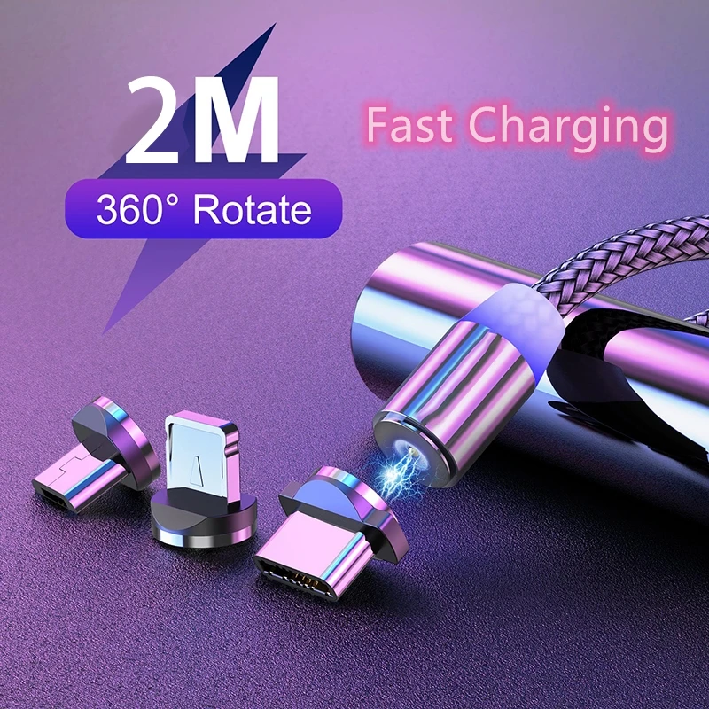 

1m/2m Magnetic USB Type C Cables For iPhone 12 For Samsung Xiaomi Huawei Mobile Phone Accessories Magnet USB Type-C Micro Cable