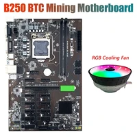 btc b250 miner motherboard with rgb cpu cooling fan 12xgraphics card slot lga 1151 ddr4 usb3 0 sata3 0 for btc mining