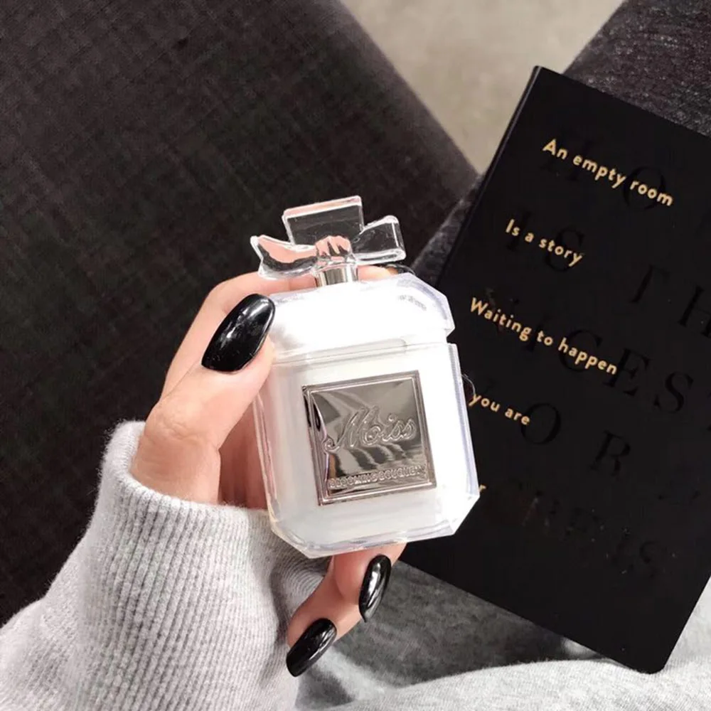 Silver(Only shell) Силиконовый чехол флакон духов два цвета для гарнитура для airpods защитный роскошный противоударный чехол и прозрачный мягкий чехол из ТПУ - Цвет: Silver(Only shell)