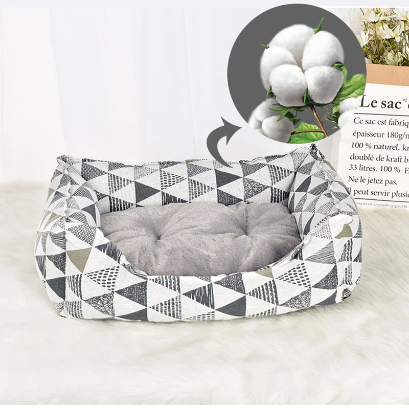 

Triangular Splicing Dog Bed Warm Sofa Cushion Pet Supplies Soft Pet Washable House Cat Puppy Cotton Kennel Cushion Cama Perro