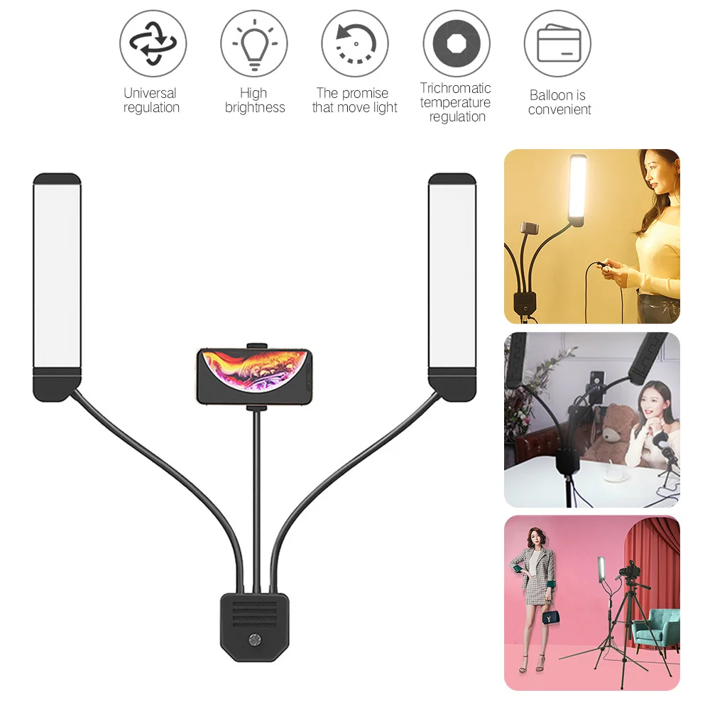 

Hot LED Double Arms Fill Ring Lamp 50W 3000-6000K Photo Studio Fill Lamp Makeup Beauty Lamp Eyebrow Tattoo Lamp Video Lamp