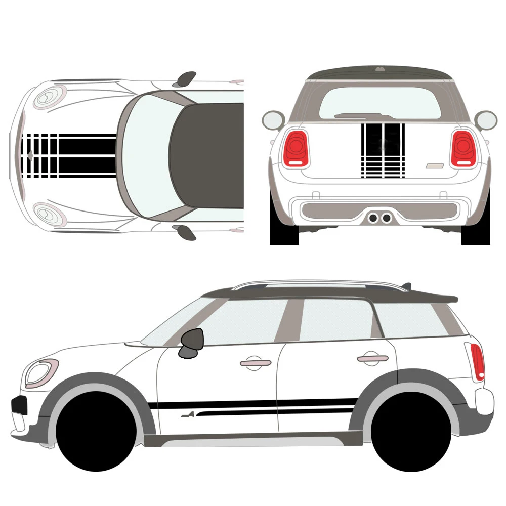 1 компл. Автомобильный капот багажник Задняя боковая юбка гоночный полосатый