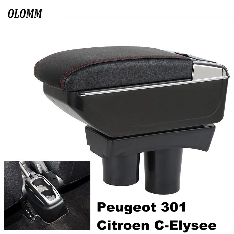 Подлокотник коробка для peugeot 301 Citroen C-elysee usb зарядная центральная консоль коробка для хранения с подстаканником пепельница в автомобильные аксессуары