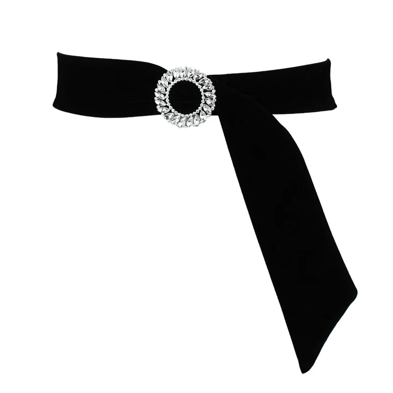 

Черный, красный бархатный женский ремень, роскошные стразы, пряжка, лента, Женские поясные ремни, платье, пальто, широкий женский длинный поя...