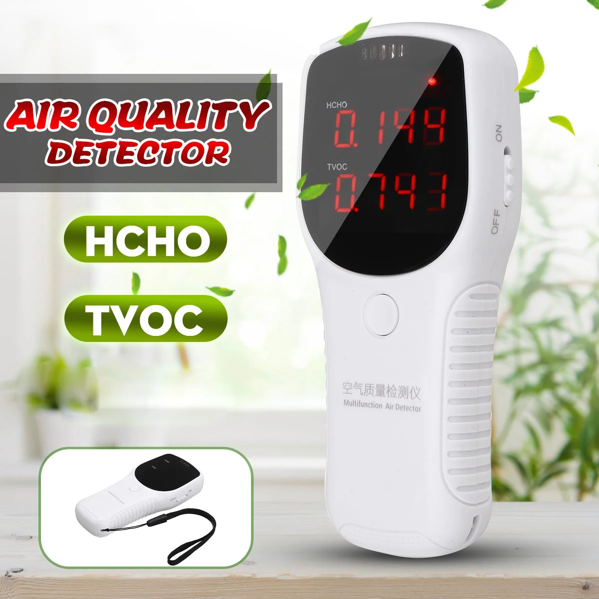 

Digital Formaldehyde Detector Multifunctional Gas Analyzer HCHO TVOC Tester Air Quality Monitor for Household Car Outdoor