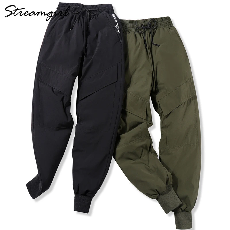 Теплые зимние женские брюки больших размеров 4XL с высокой талией черные