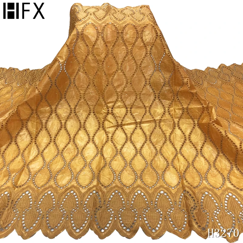 HFX New arrival gold African Bazin lace fabrics Fashion Embroidery riche 2020 Nigerian bazin for women Dress H3270 | Дом и сад