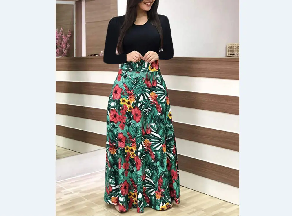

Fashion Women Boho Floral Maxi Long Dress Evening Party Cocktail Dress Summer Beach Sundress