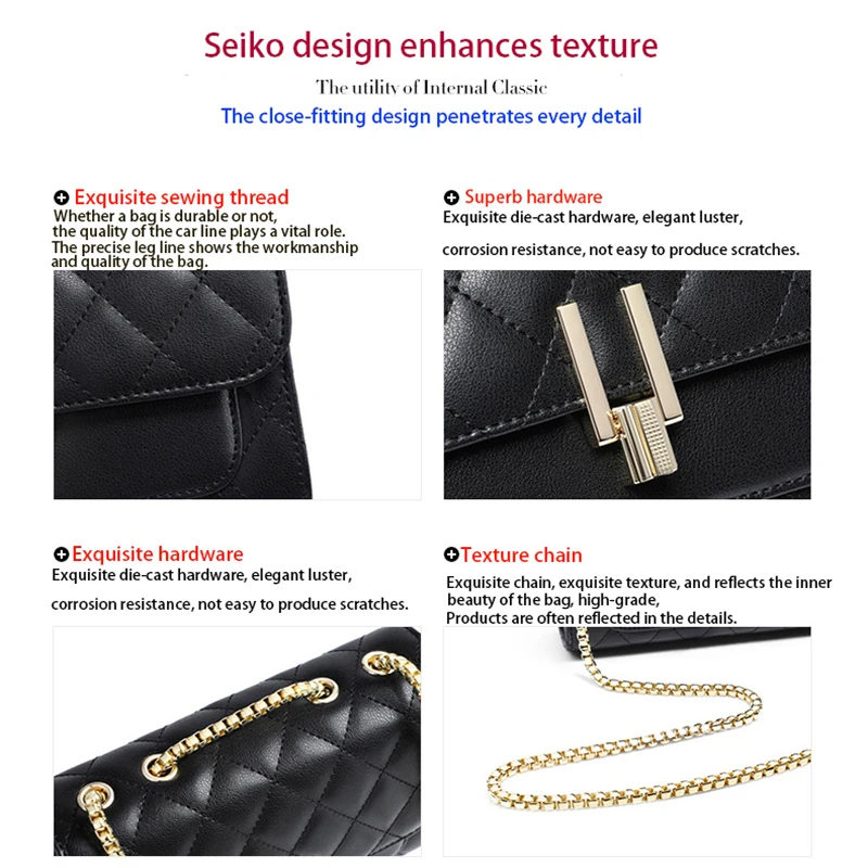 

Fashion small square bag female bag 2021 new luxury leather hipster all-match messenger bag shoulder rhombus chain bag