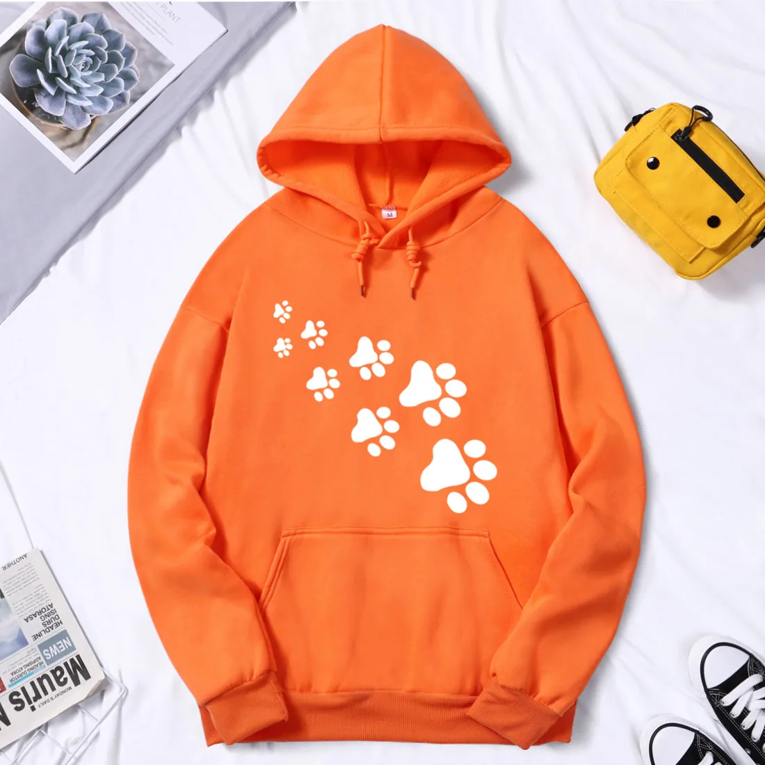 

Cat Foot Print Mens Fashion Hoodie Long Sleeve Harajuku Pullovers Casual K-pop Tops Clothing 2021 New Sprint Autumn Sweatshirts