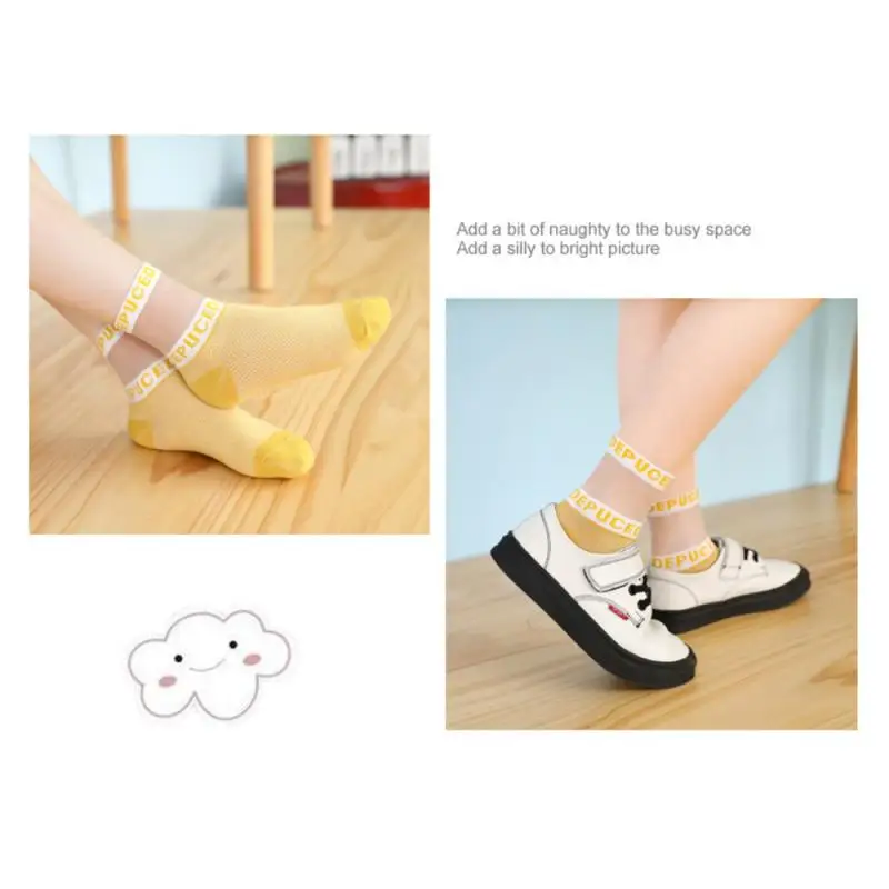 5 pares de medias de cristal en diferentes colores, para ni&ntilde;as, primavera, verano y oto&ntilde;o-3