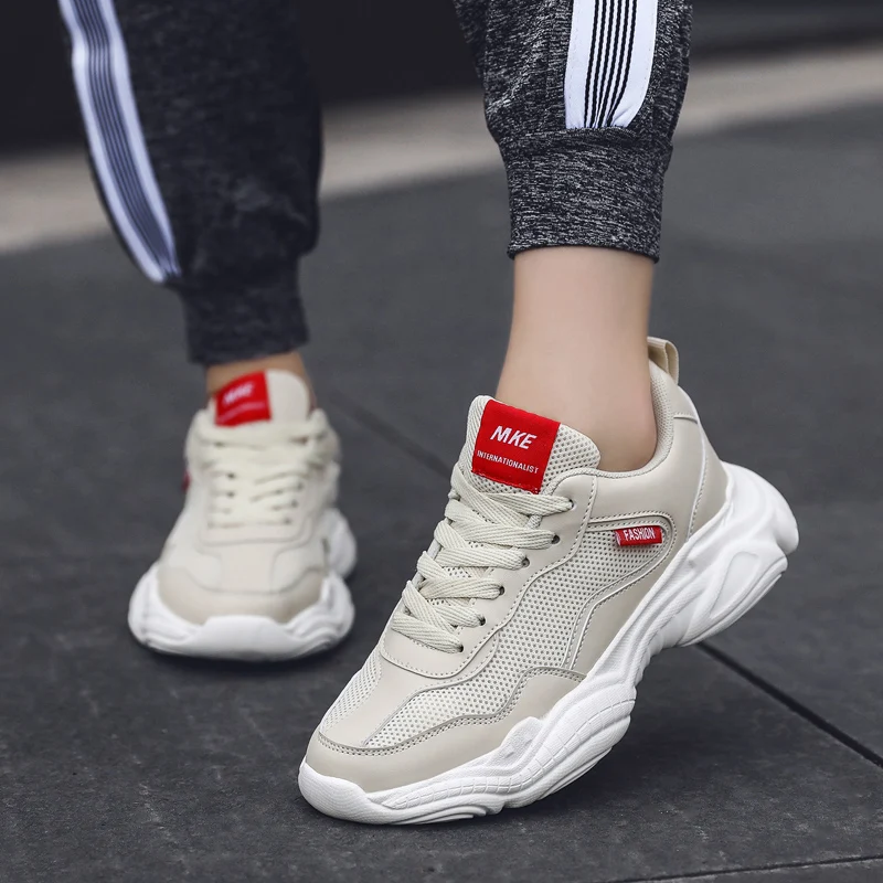 

2021 Spring Women's Shoes Casual Mesh Platform Sports Shoes Breathable Woman Chunky Sneakers Lace Up Non-slip Zapatos De Mujer