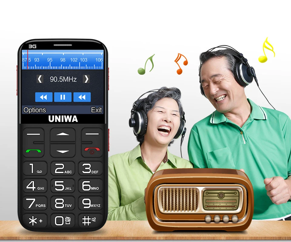 UNIWA V808G английская русская клавиатура 10 дней в режиме ожидания 3g WCDMA сильный фонарь Мобильный телефон большой SOS 3g мобильный телефон