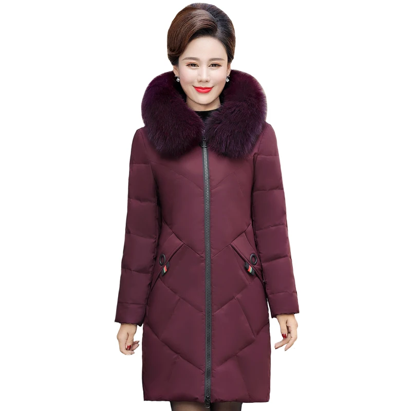 2020 натуральным лисьим меховым воротником зимнее пальто женские длинные парки