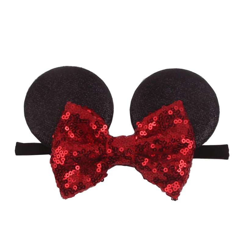 Уши Минни Маус головная повязка Блестящий Золотой Розовый уши бант эластичная