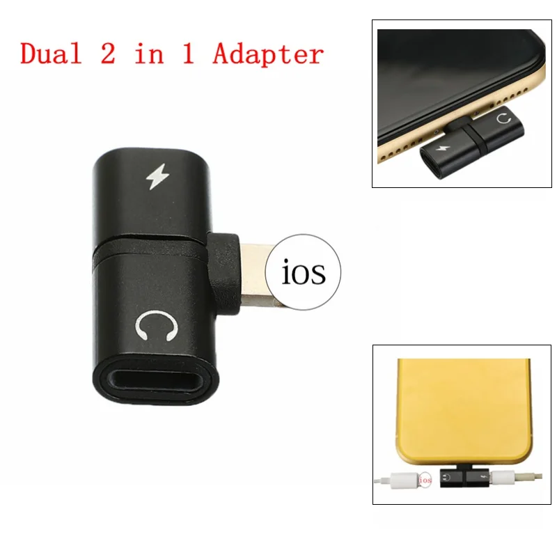 2 в 1 двойной порт аудио Зарядка Наушники адаптер мини конвертер для iPhone 7 8 Plus X |