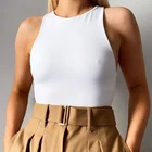 Женское боди без рукавов с открытыми плечами, повседневное боди с открытыми плечами, белый базовый топ, 2021