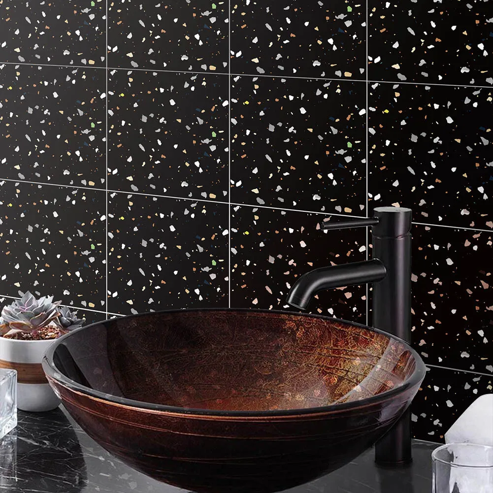 

Black Wall Sticker Self -Adhesive Waterproof High Temperature Resistance Tile Stickers For Bathroom Kitchen Stairway Wall Decal