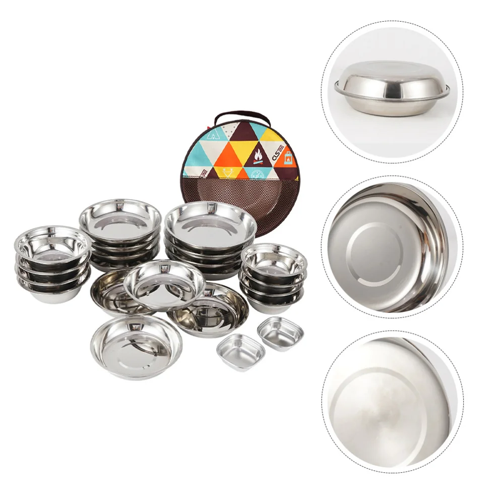

1 Set Hiking Camping Dishes Utensils Stainless Steel Backpacking Picnic Bowl