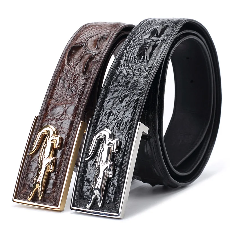 

Heye Wings Brand high quality men belt Crocodile bone skin luxury men's business belt smooth buckle