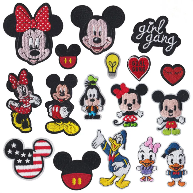 

Disney Mickey Minnie Cartoon Iron on patch Embroidered clothes patches For clothing Kid Umbreon Cloth Stickers Garment Appliques