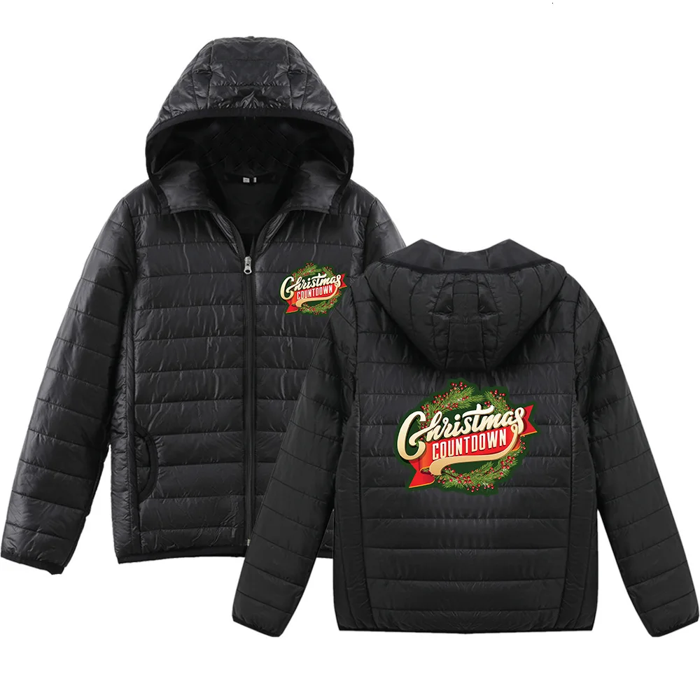 

RICORIT Christmas Hooded Jacket Men And Women Down Coat Women Down Jacket 3D Printing Down Clothes Women Tops Outwear