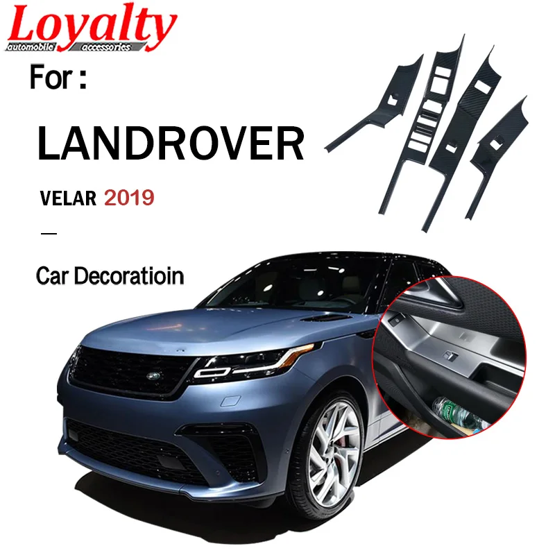 

Loyalty for Land Rover Velar 2019 Car Armrest Handrail ABS Carbon Fibre Inner Door Window Glass Switch Panel Cover Car Styling