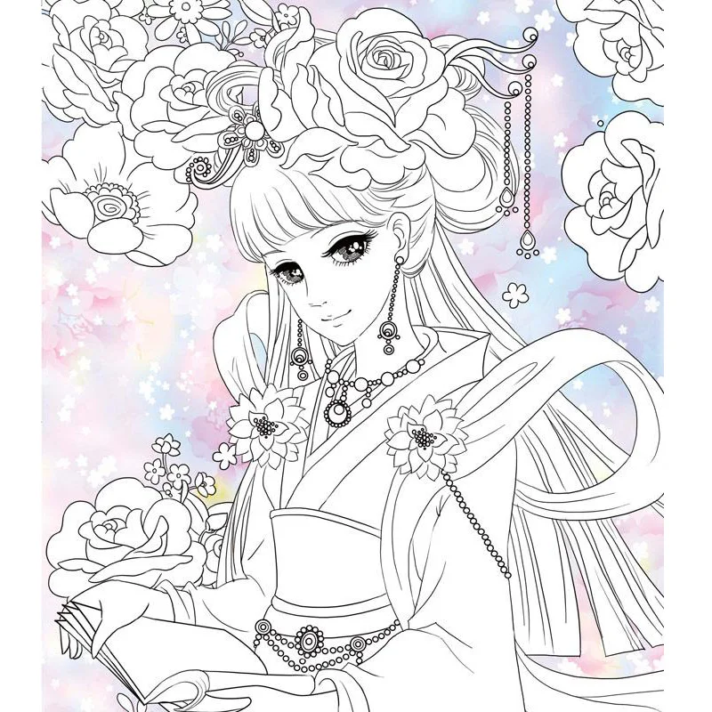 1 книжка-раскраска древняя красота для девушек рисование книги взрослых и детей